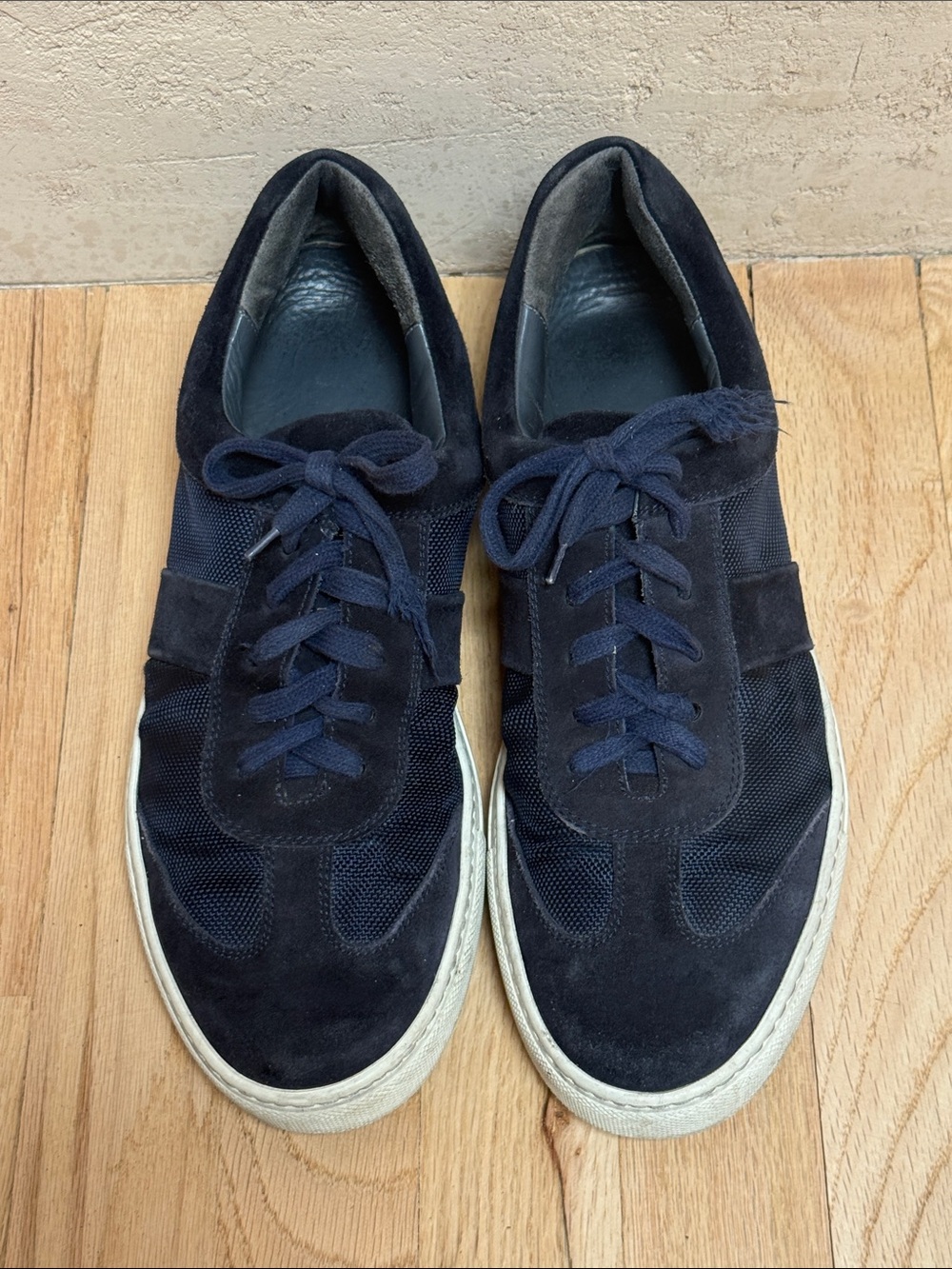 Canali Navy Suede & Mesh Low-Top Sneakers
